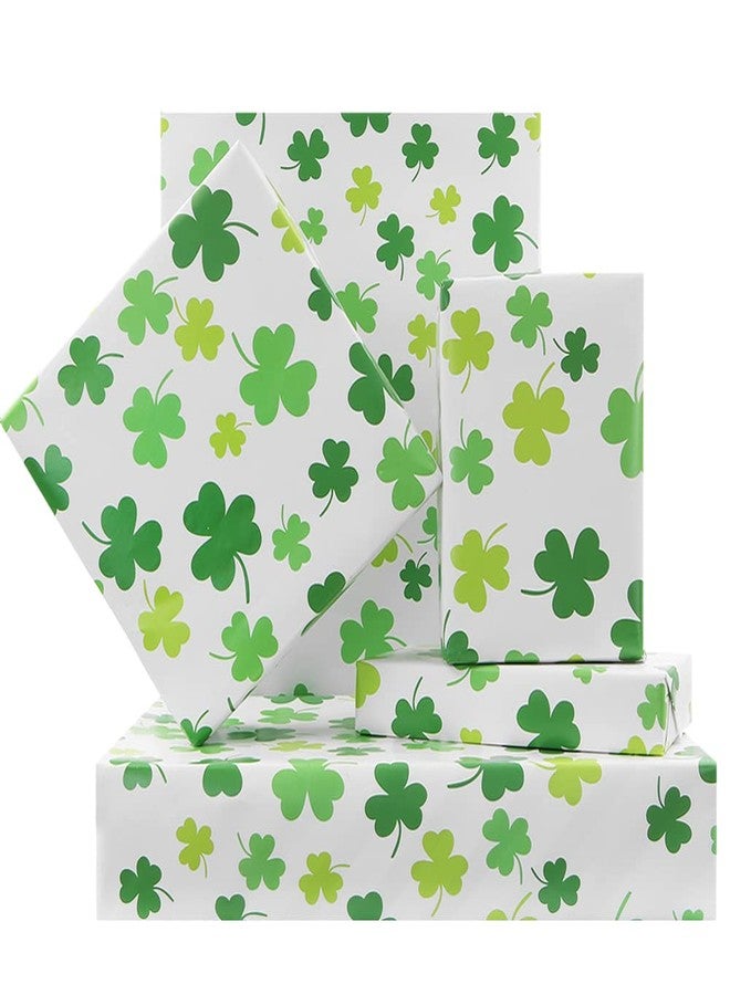 Boerni Green Clover Wrapping Paper On White Gift Wrapping Paper 4 Sheets Folded Flat 20x30 Inches Per Sheet, Gift Wrap for St. Patrick's Day,Wedding, Birthday, Bridal Showers, Mother's Day, Valentine's Day Holiday Christening and More Occasion - Image 1